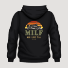 Black hoodie with MILF ‘Man I Love Fox’s’ graphic design on the back.