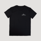 Black T-shirt with small Johnnie Fox’s logo printed on the left chest.